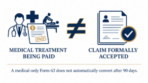 Workers’ compensation medical treatment does not necessarily mean a North Carolina claim is accepted